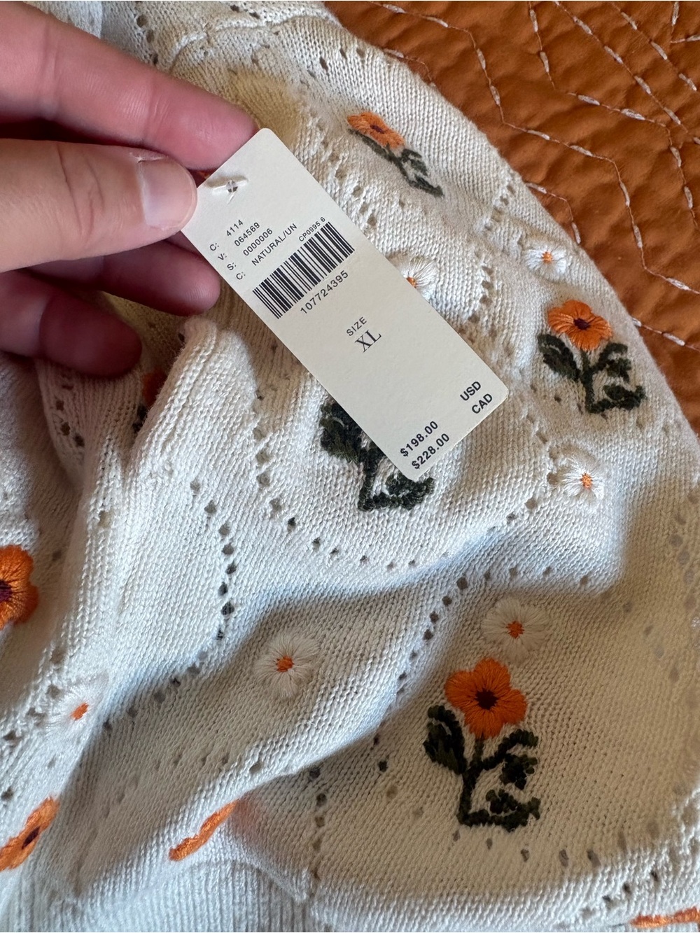 Pilcro Cream Knit Cardigan with Floral Embroidery NEW WITH TAGS Anthropologie - Picture 10 of 10